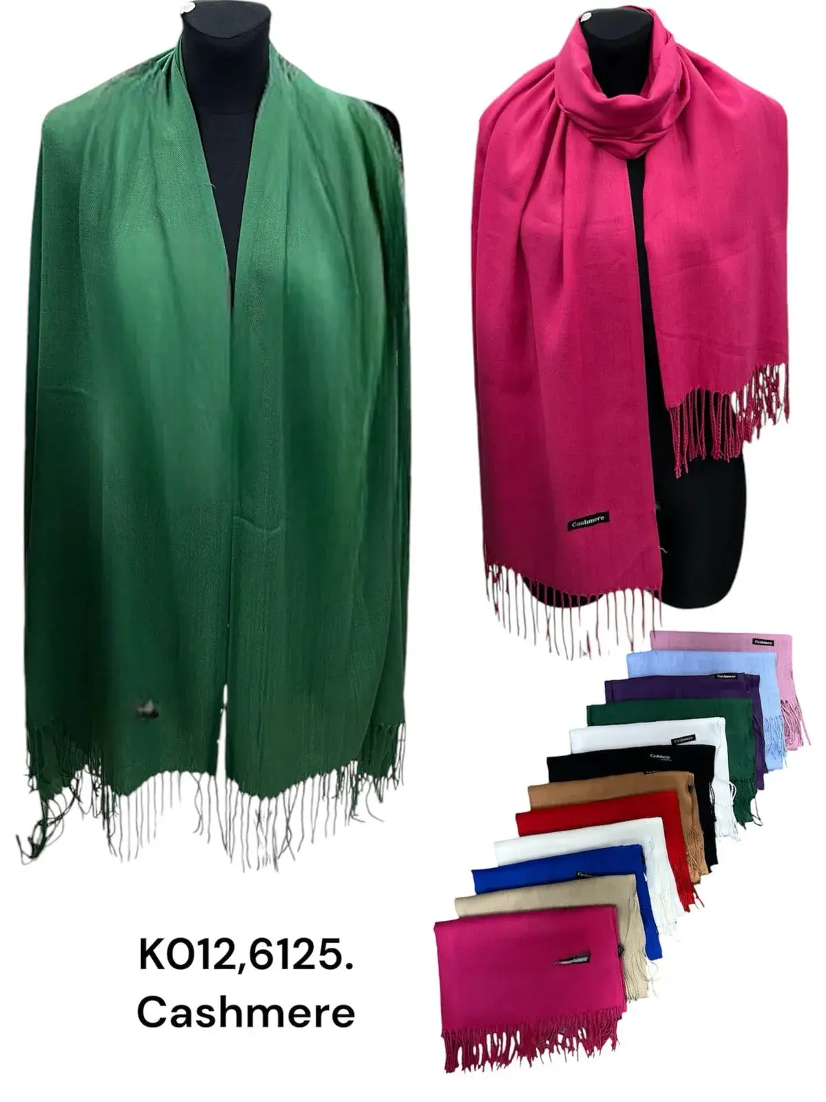 Szale damskie kaszmir stylizowane K01-6125, opak. 12 szt