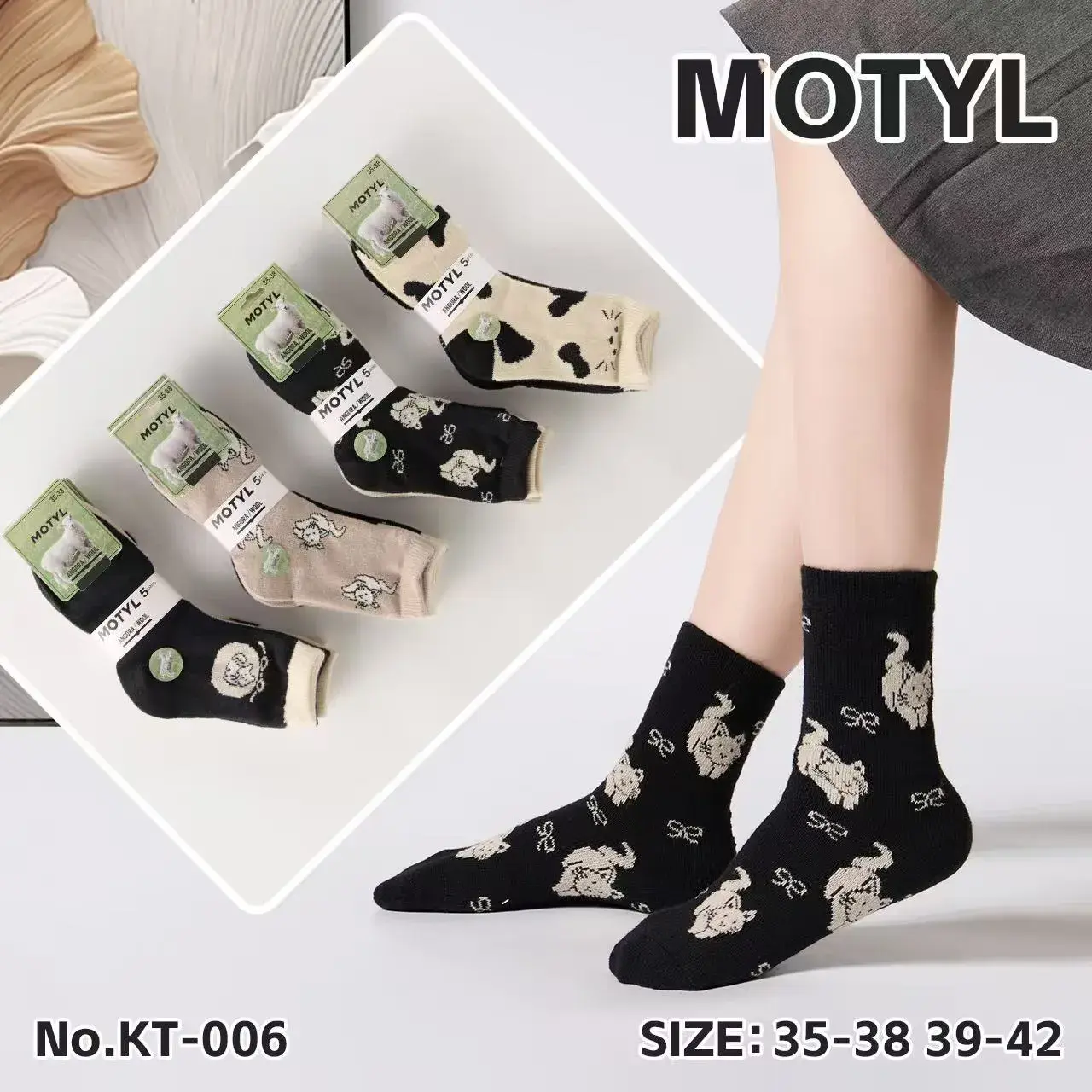 Skarpety damskie Motyle z nadrukiem 35-38/39-42