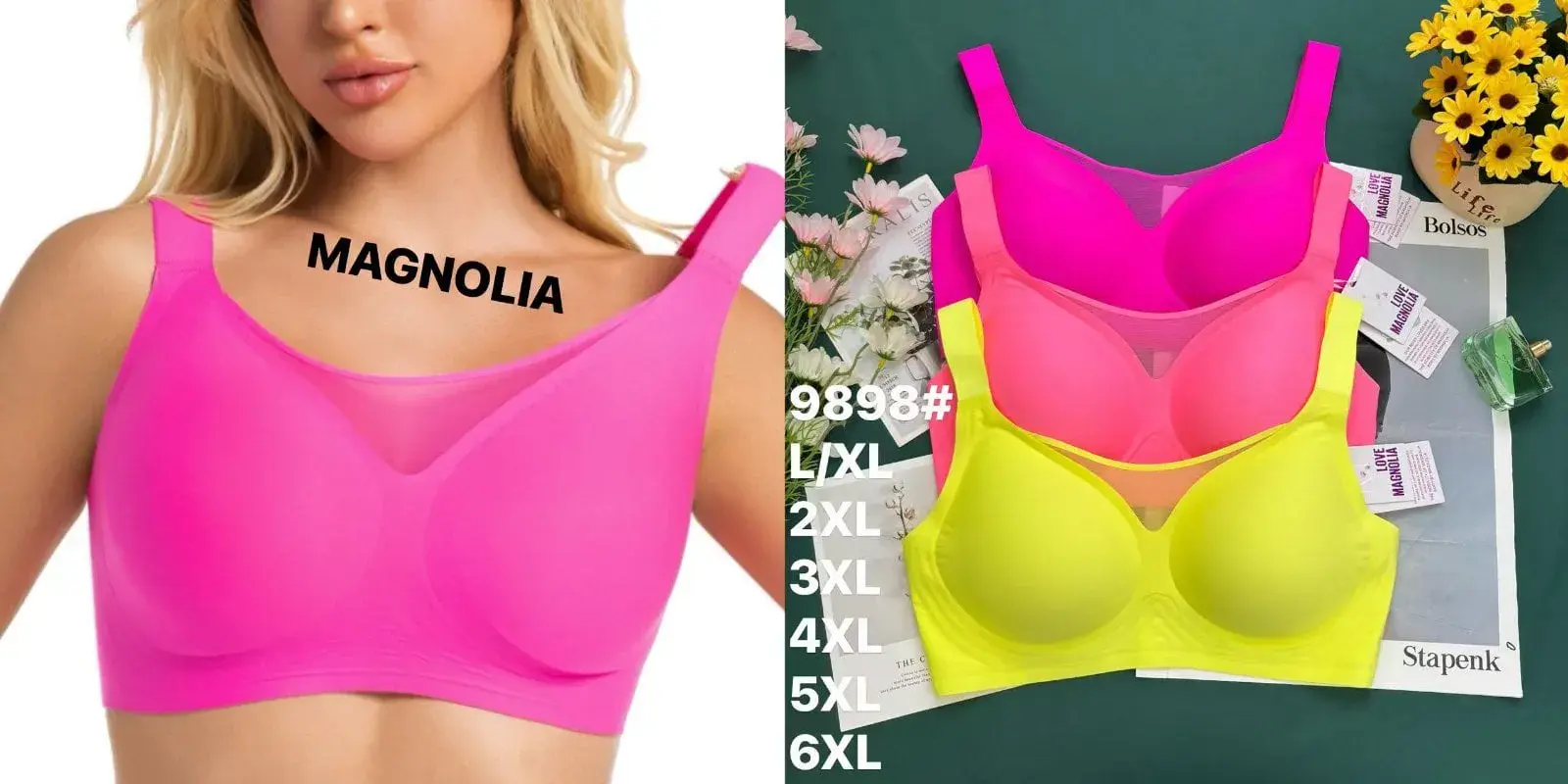 Biustonosze damskie bezszwowe Magnolie XL-XXL-XXXL-4XL-6XL