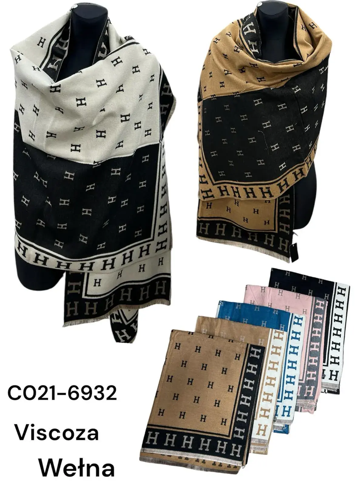 Szaliki damskie viscose wzór H, kod C021-6932