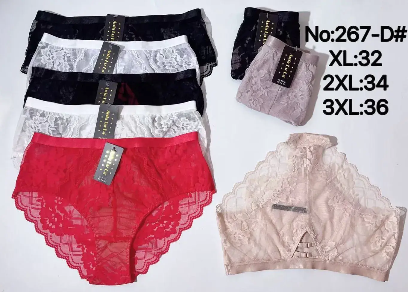Majki damskie koronkowe XL-32, 2XL-34, 3XL-36 No.267-D