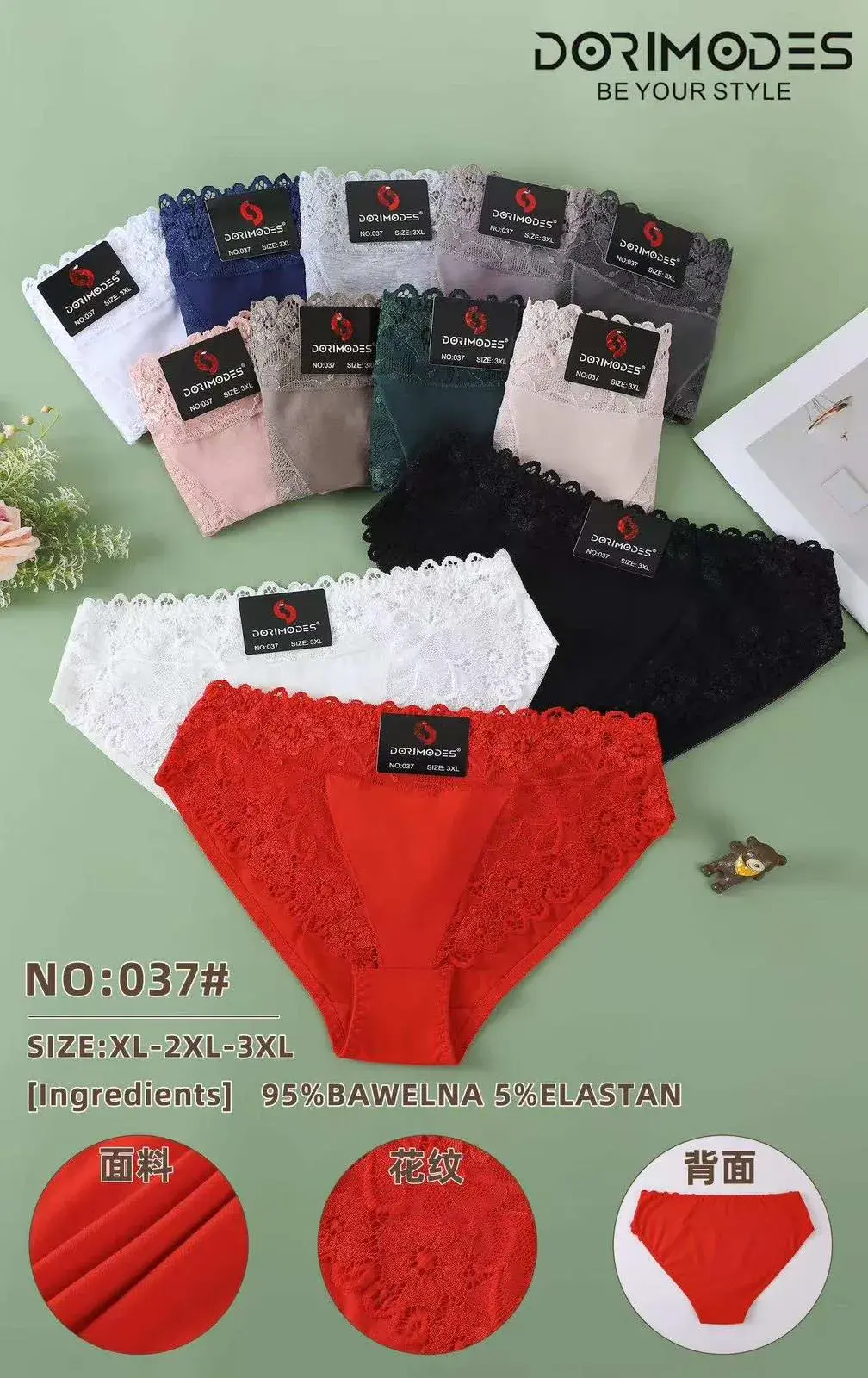Majki damskie koronkowe XL-3XL 95% bawełna 5% elastan