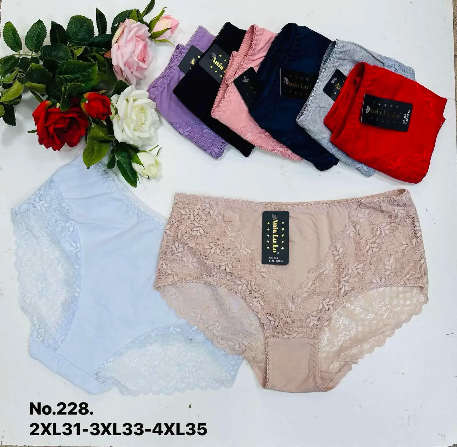 Majtki damskie koronkowe L-3XL, No.228, 5 szt/opak.