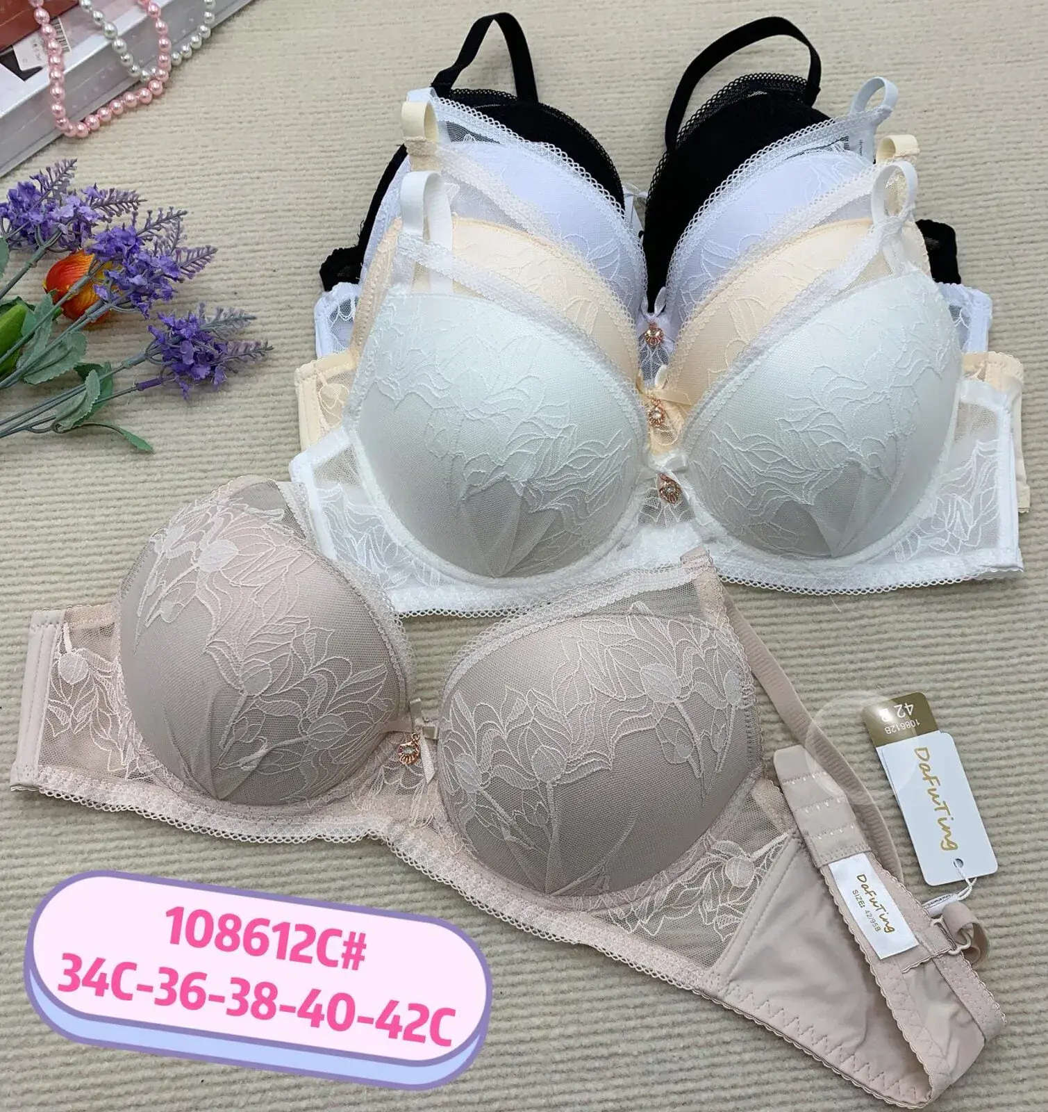 Biustonosz damski push-up koronka 34C-40C