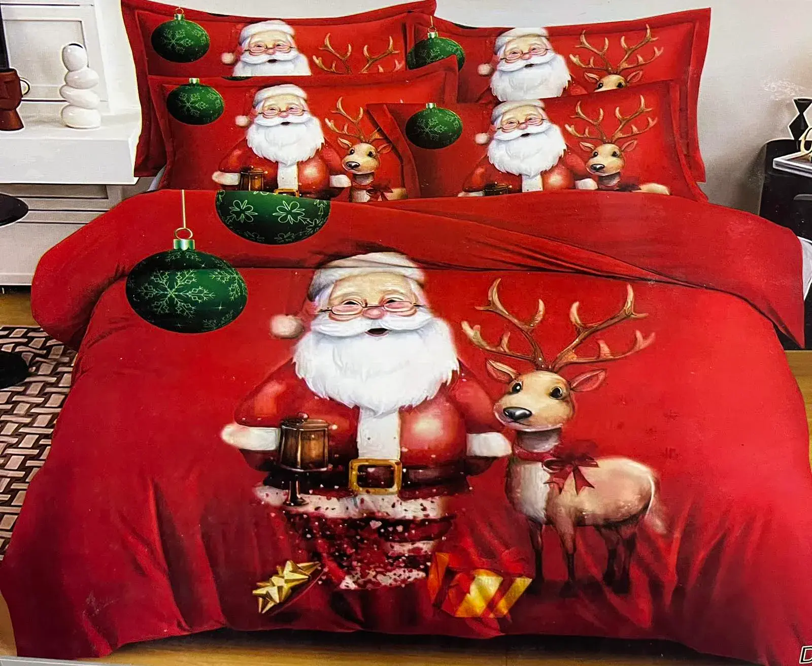 Komplet pościeli 160/200 3cz świąteczny Santa Claus
