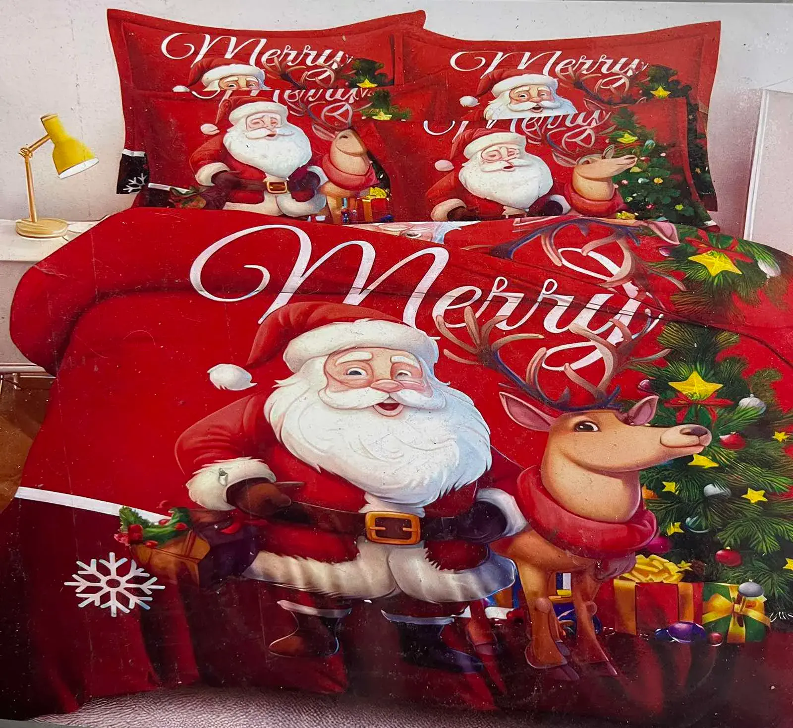 Komplet Pościeli 160/200 3cz Święty Mikołaj Merry Christmas