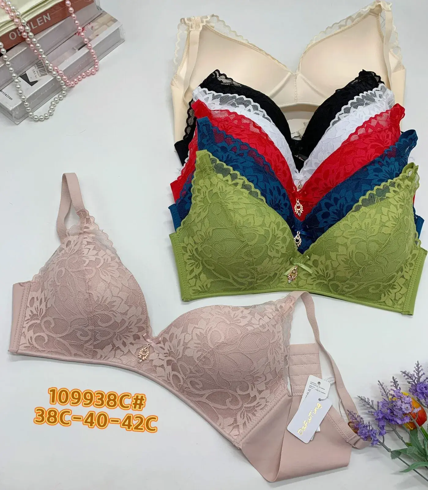Biustonosz damski 38C-42C 109938C koronka wielokolorowy
