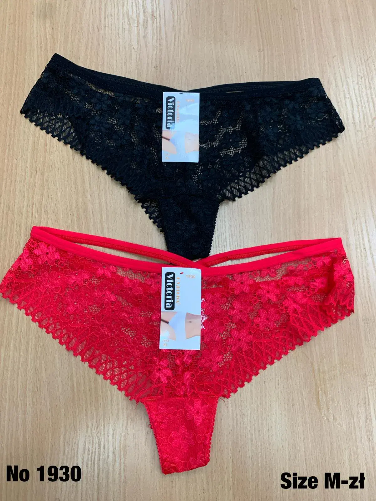Majtki damskie koronkowe Size M No 1930 czarny/czerwony