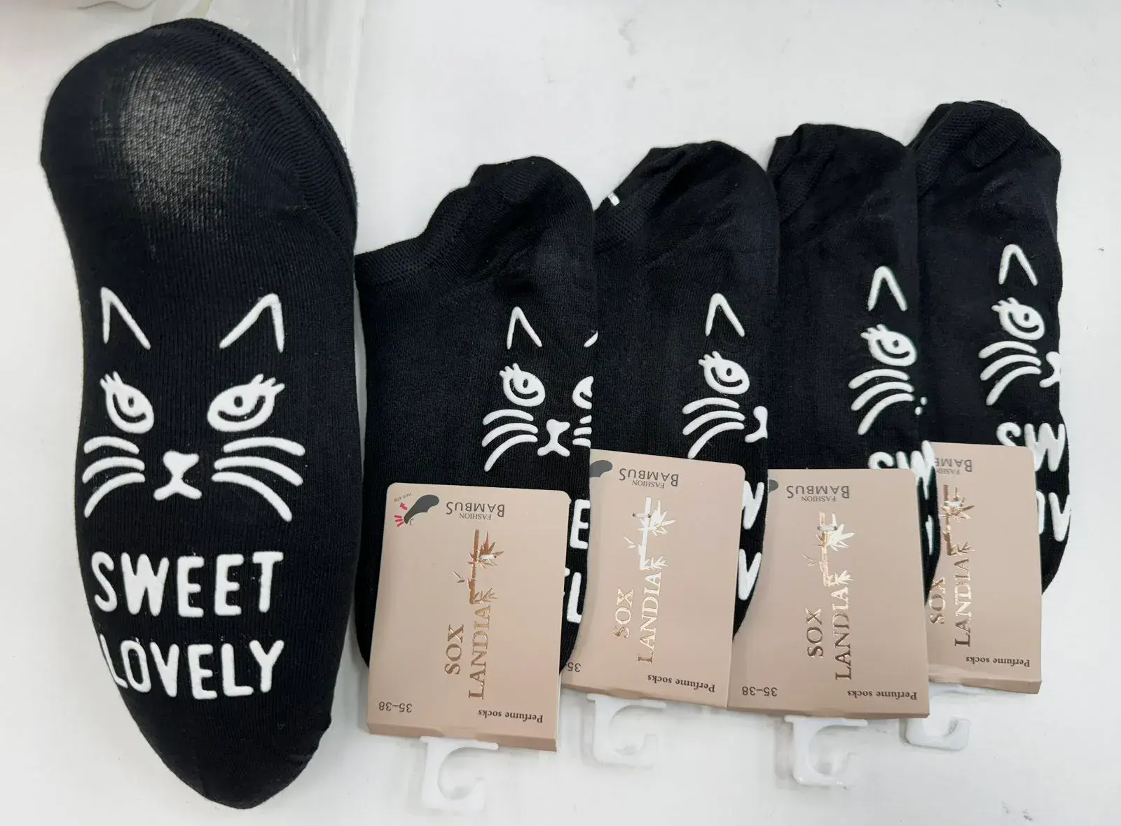 Skarpety damskie Sweet Lovely z kotem czarne