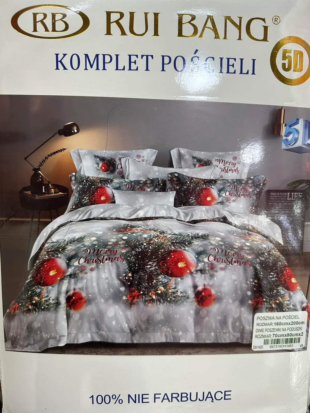 Komplet Pościeli 3cz RBB Rui Bang 160/200 Bożonarodzeniowy