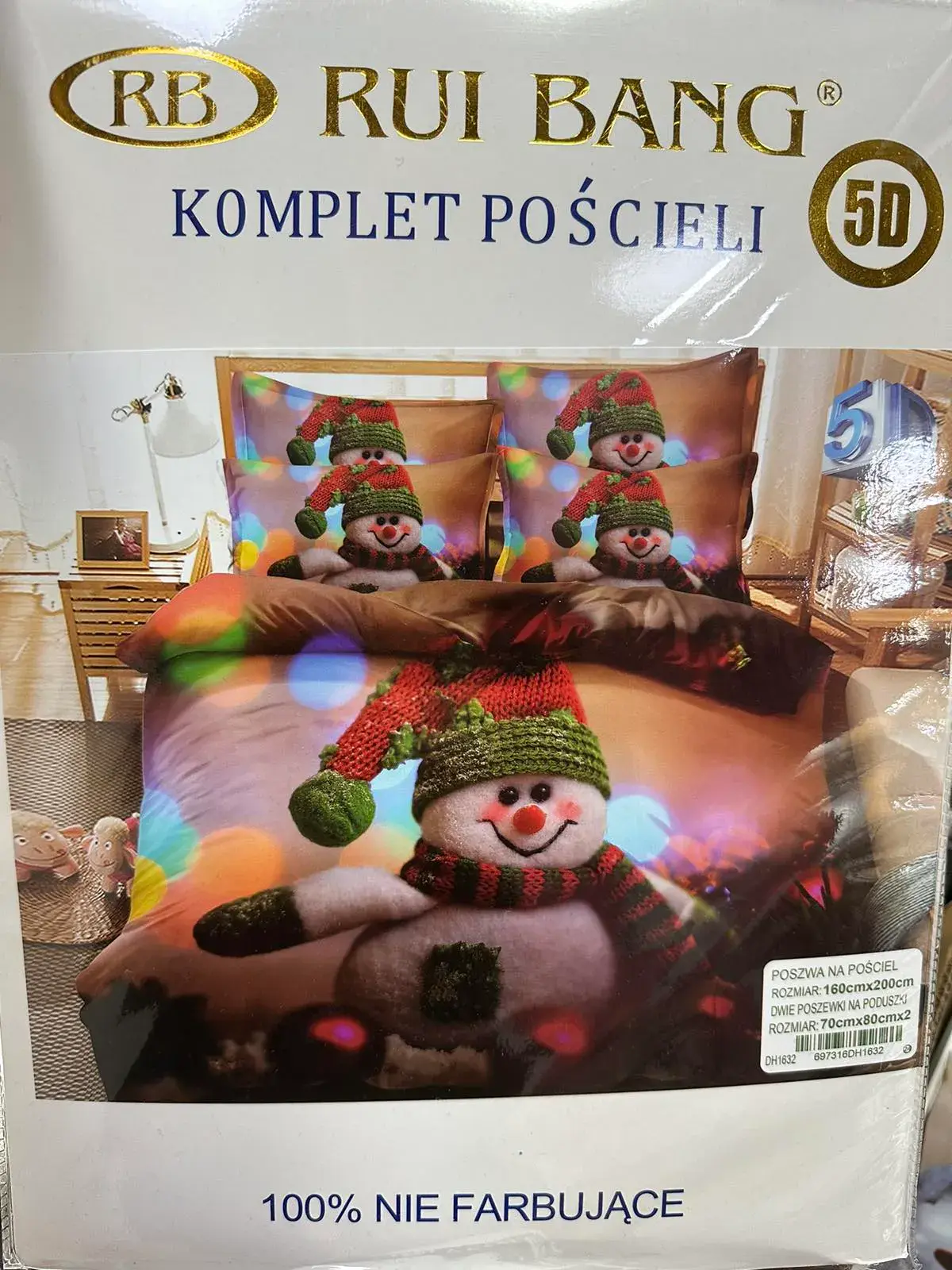 Komplet Pościeli 5cz Rui Bang 160/200 Śnieg Świąteczny