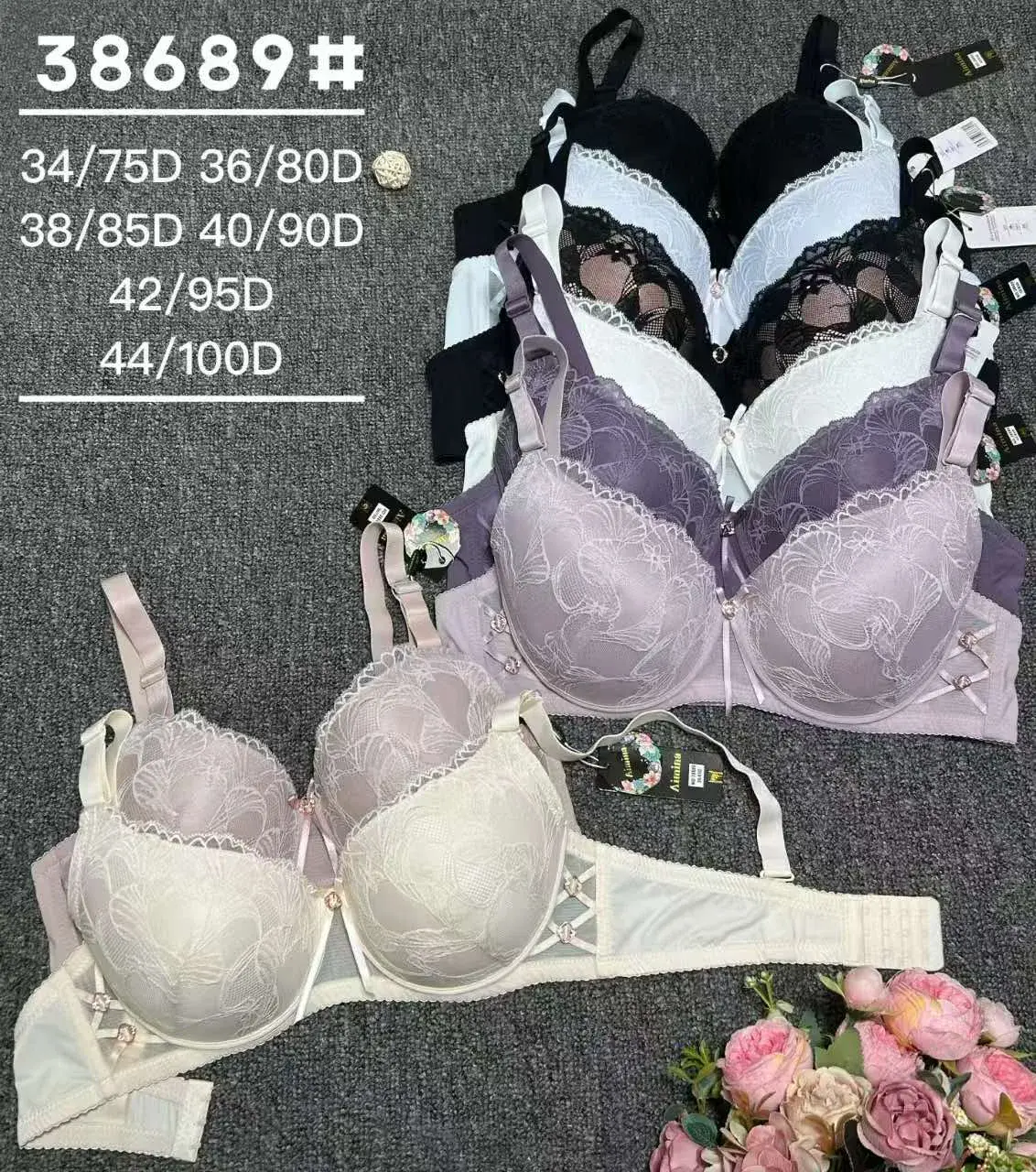 Biustonosze damskie koronkowe 34/75D-44/100D różne kolory