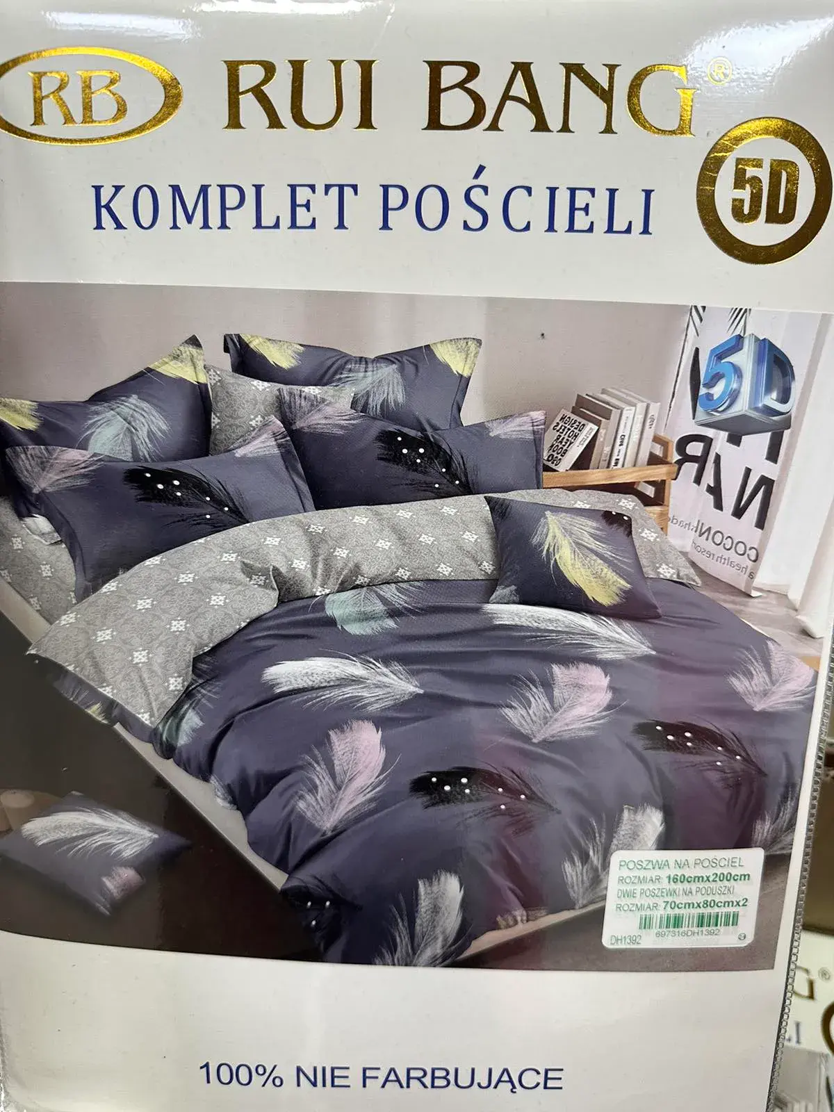 Komplet Pościeli 3cz Ruiui Bangang 160/200 granatowo-szary