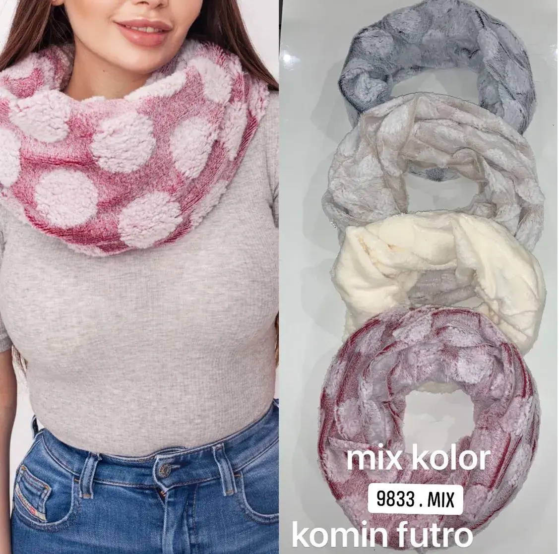 Komin Damski Futrzany Mix Kolorów 9833