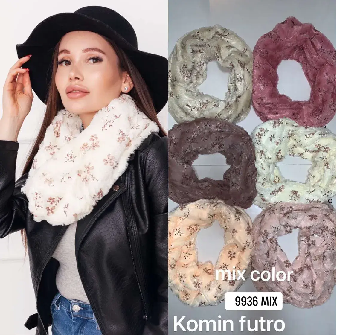 Komin Damski Futrzany Mix Kolorów 993 MIX