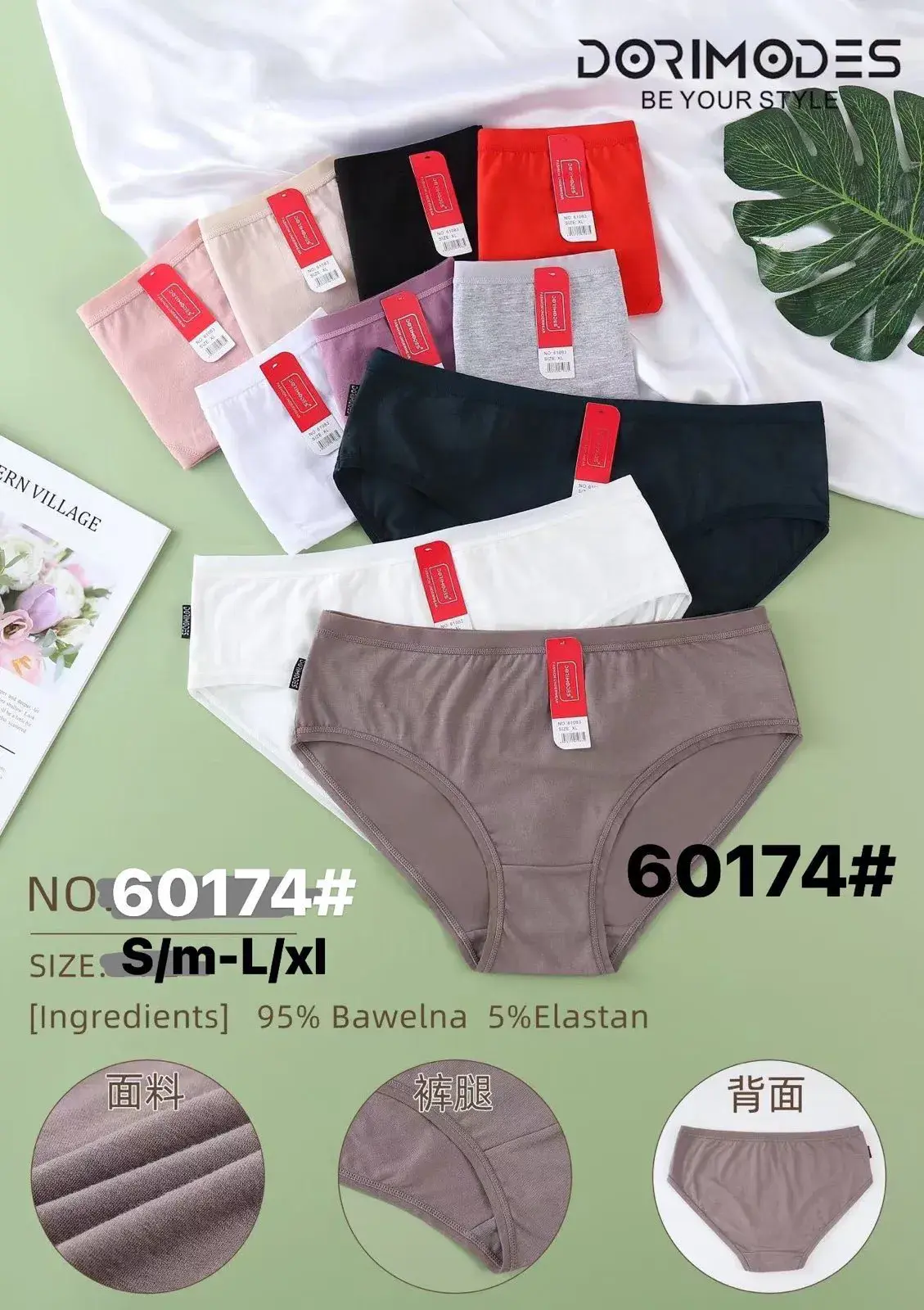 Majtki damskie bawełniane S-L XL NO 60174