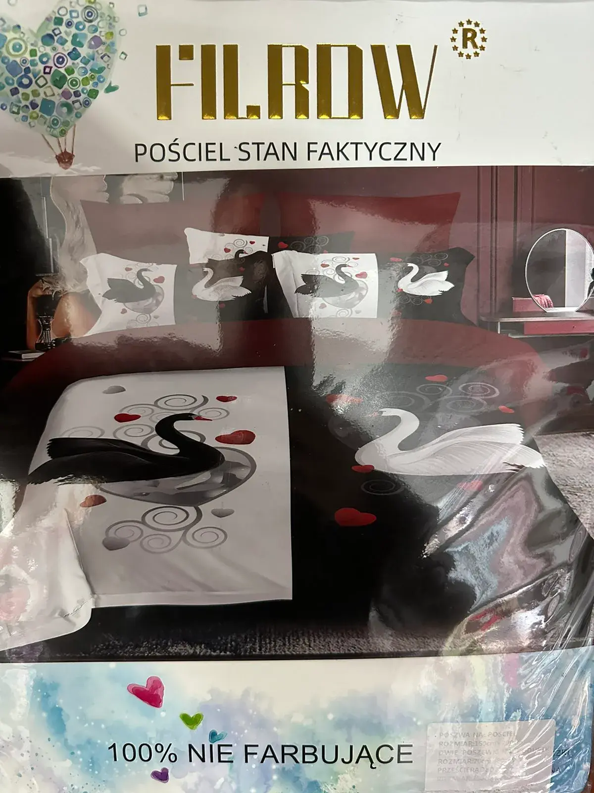 Pościel 160/200 Filrow stan faktyczny łabędzie