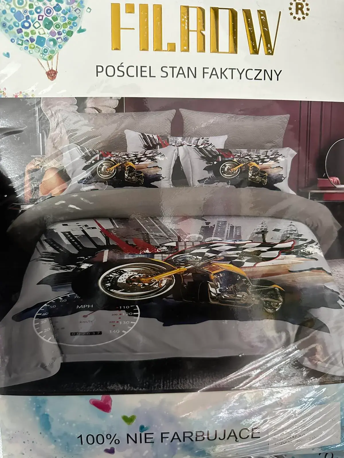 Pościel 160/200 Filidrow nie farbująca motywy motocyklowe