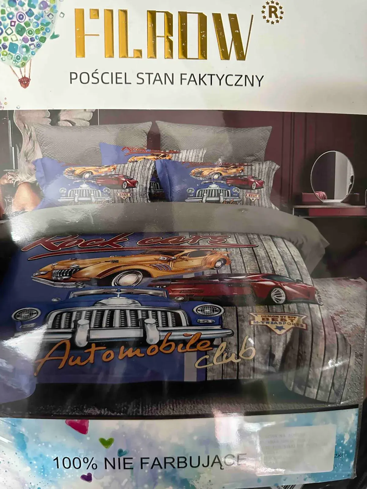 Pościel 160/200 Filrrow 100% nie farbujące Automobil Club