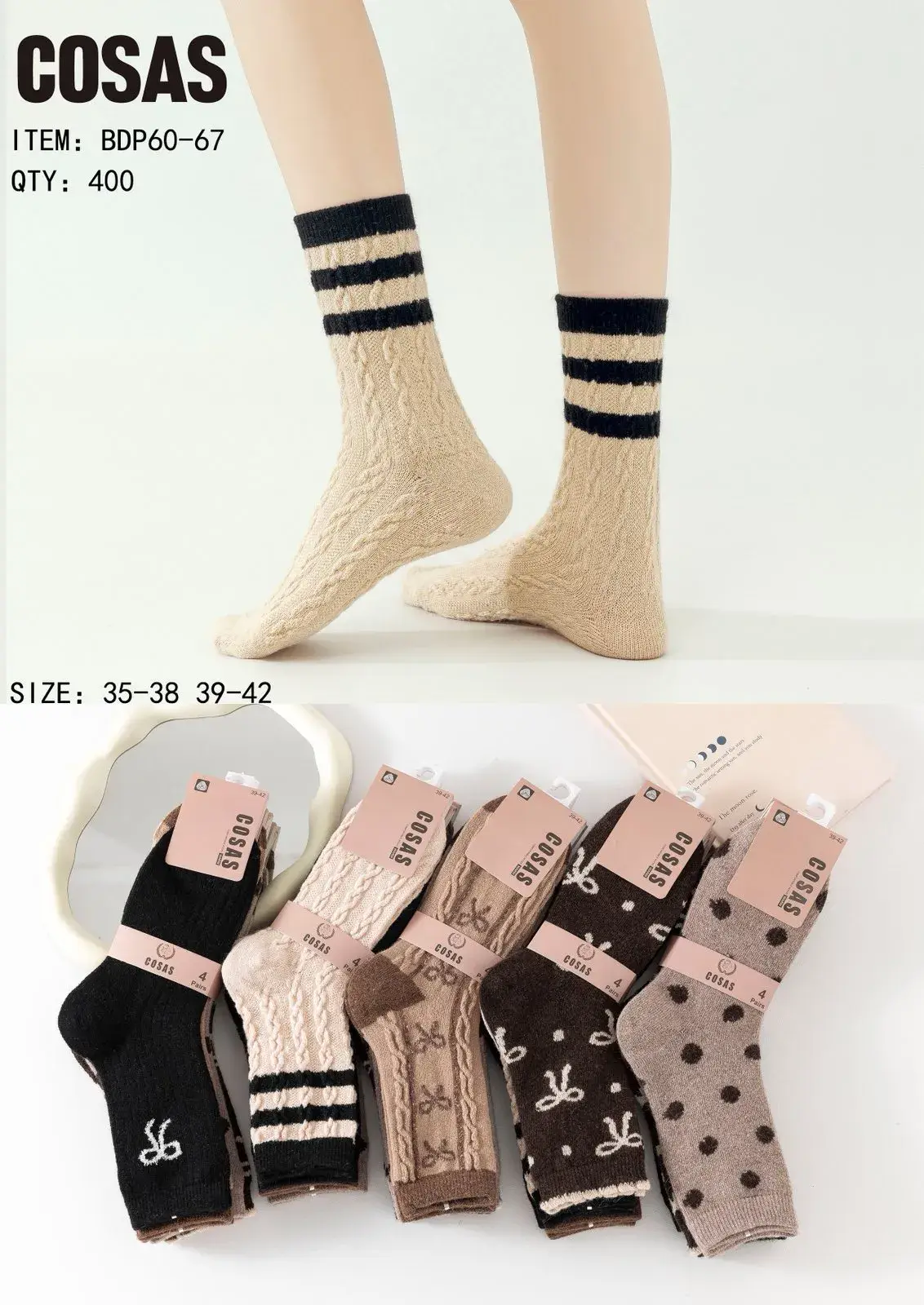 Skarpetki Damskie COSASAS BDP67, roz. 35-38/39-42