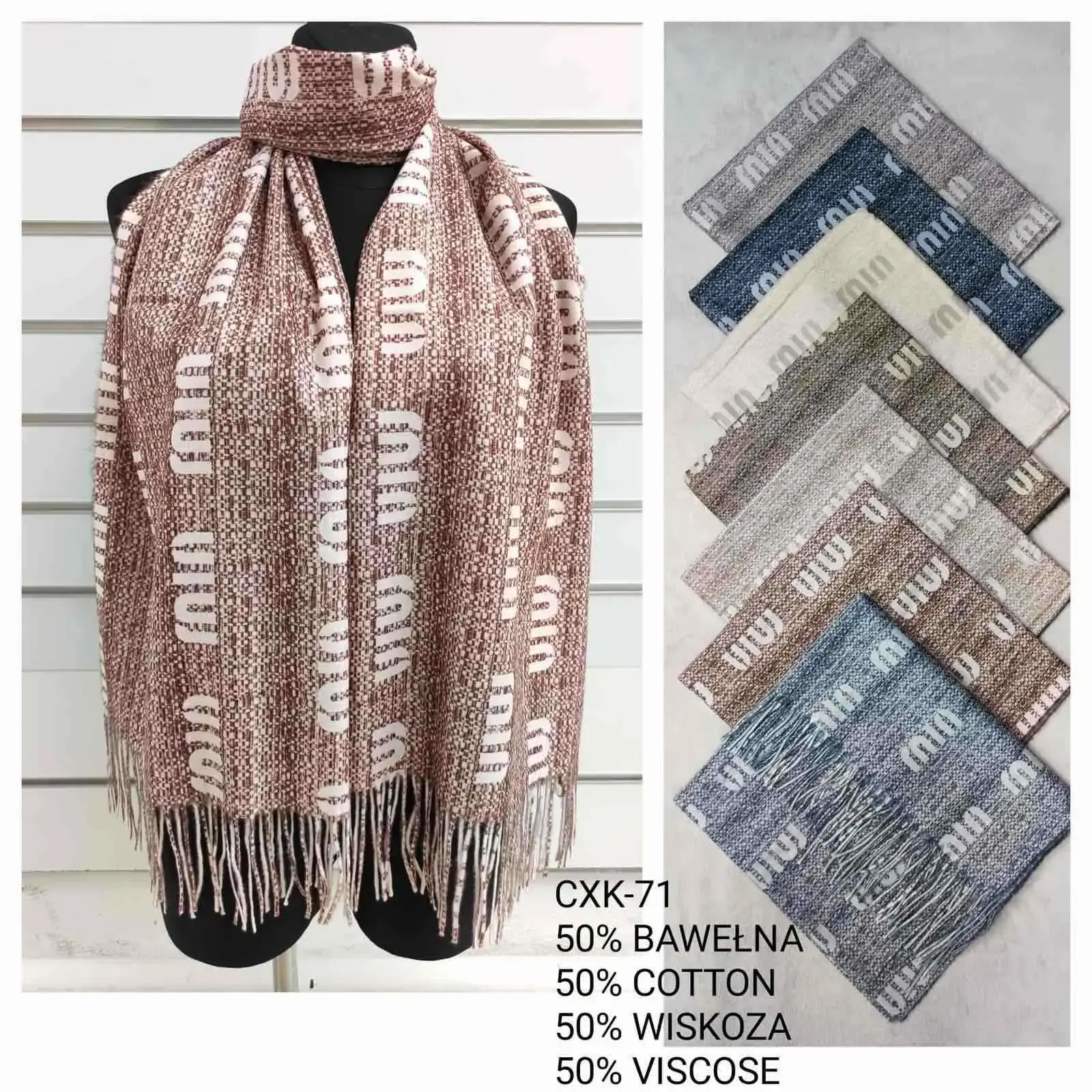 Szaliki damskie 50% wełna 50% wiskoza CX-71
