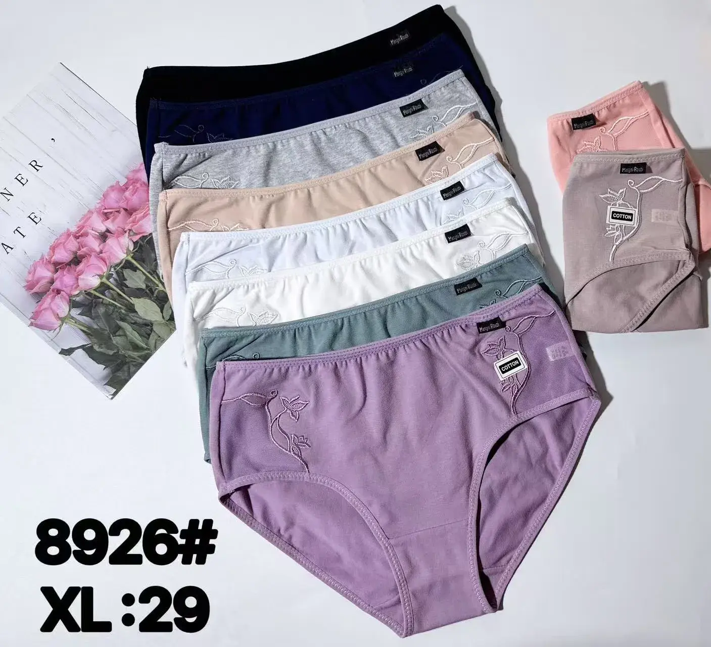 Majtki damskie bawełniane XL, zestaw 10 kolorów