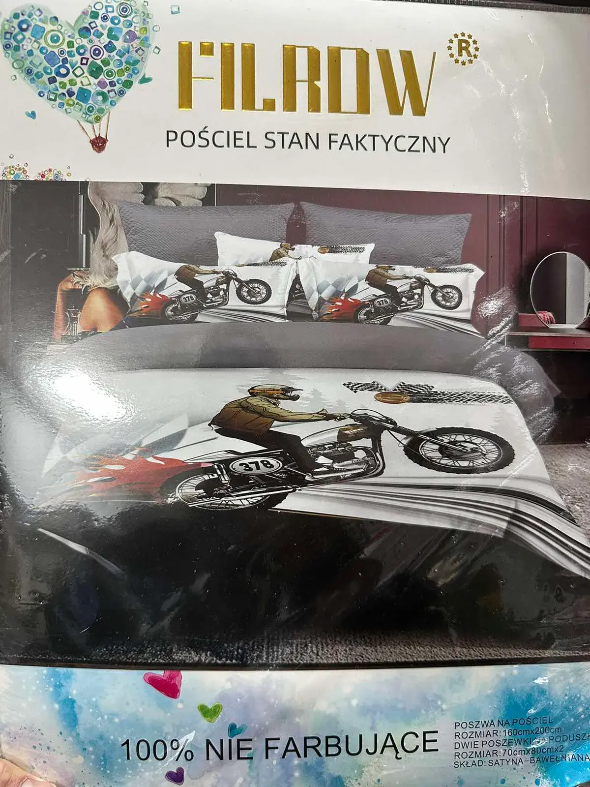 Komplet Pościel 3cz 160/200 Motyw Motocykla