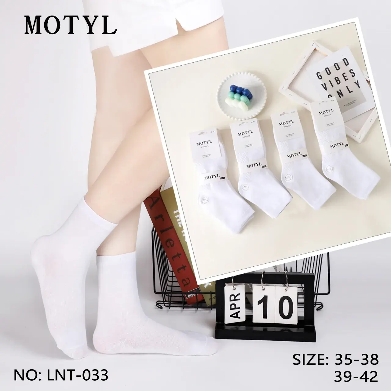 Skarpetki Damskie MOTMTYL Biel Biały Rozmiar 35-38 LNT-033