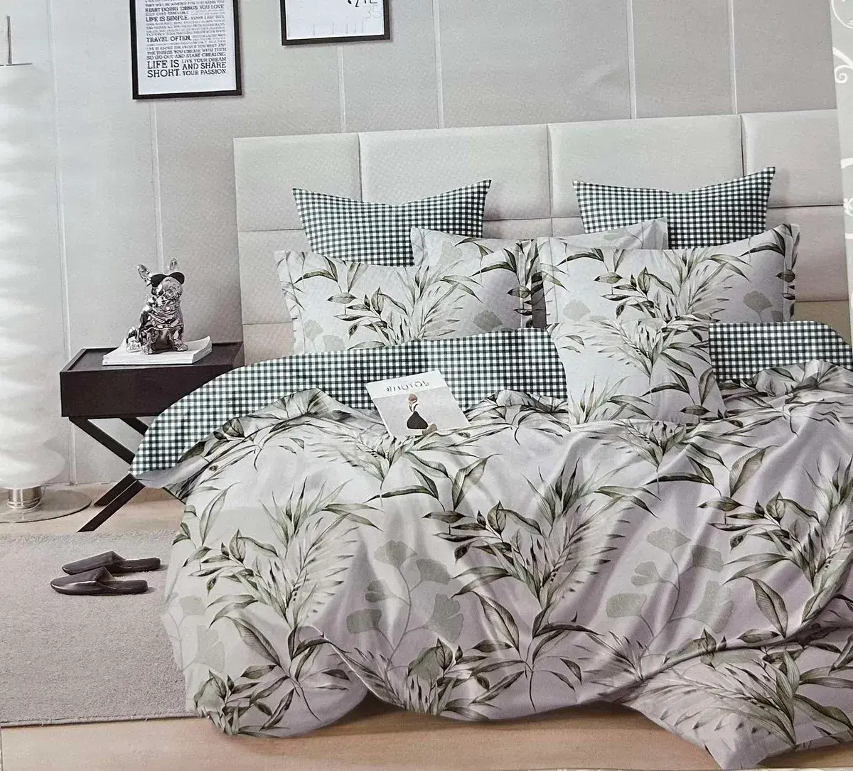 Komplet pościeli 3D 100% satyna bawełniana 200x220 cm z motywem roślinnym