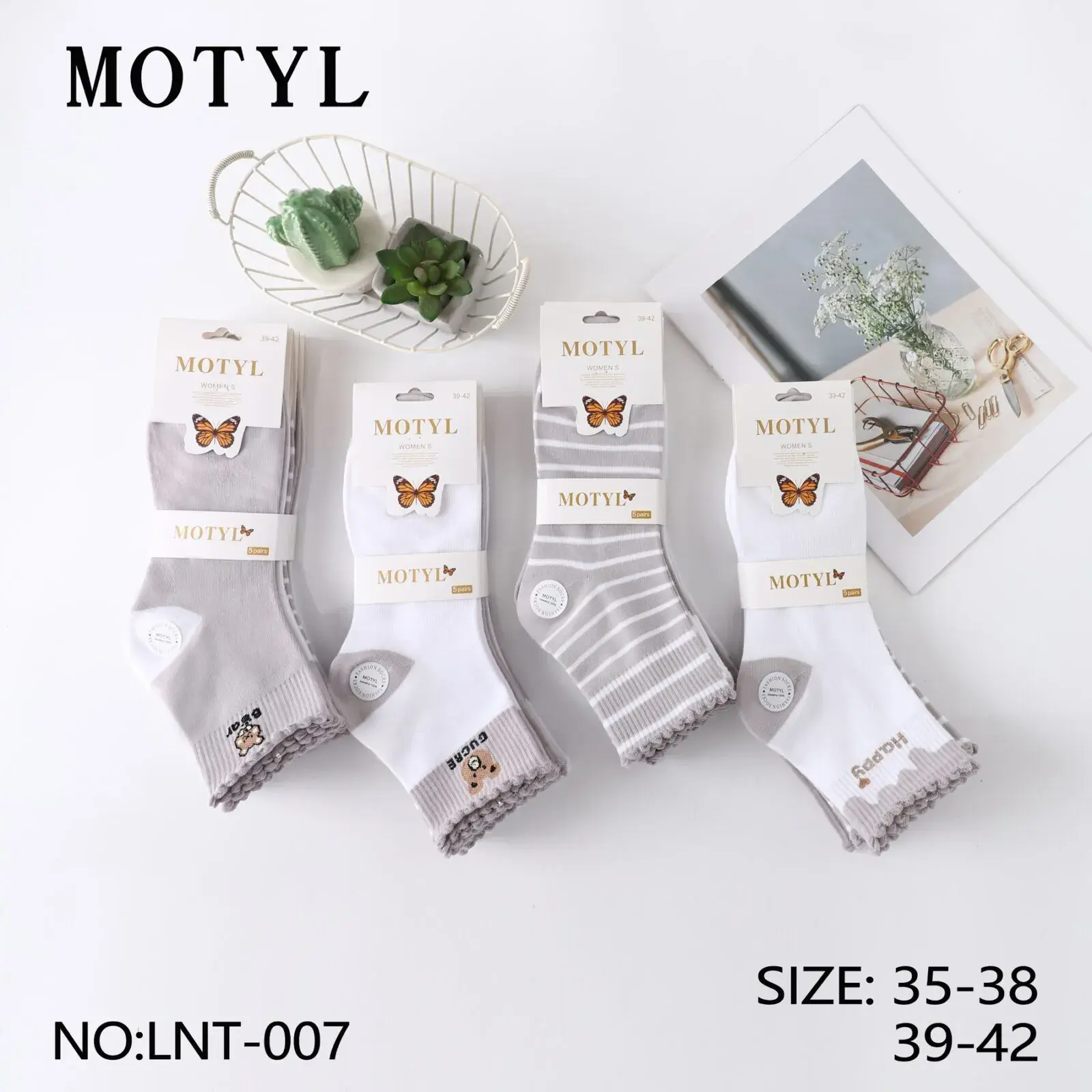Skarpetki Damskie Motyl 4 pary rozmiary 35-38 i