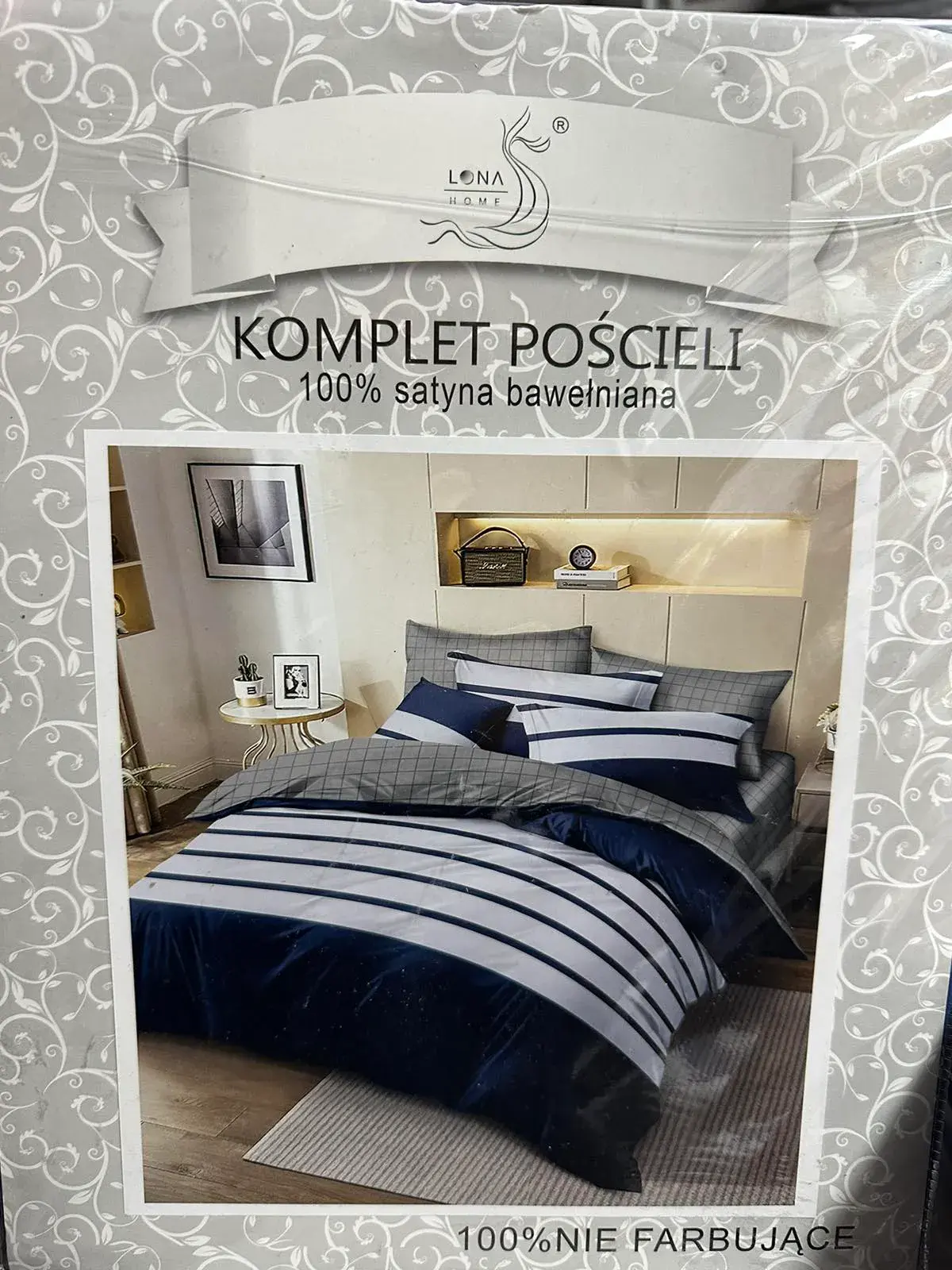 Komplet Pościeli 4CZ 200/220 Lena Granatowo-Szary