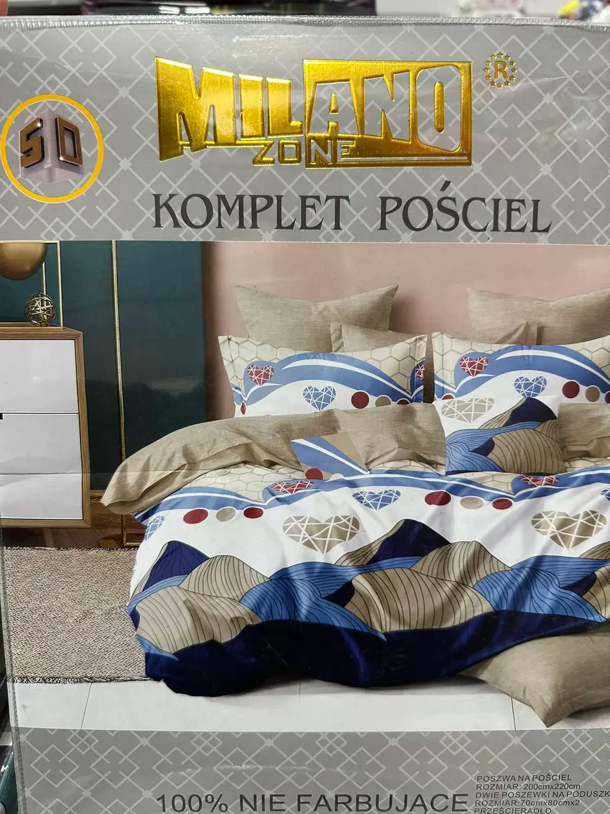 Komplet Pościel 4cz Milano 200/220 100% nie farbujące