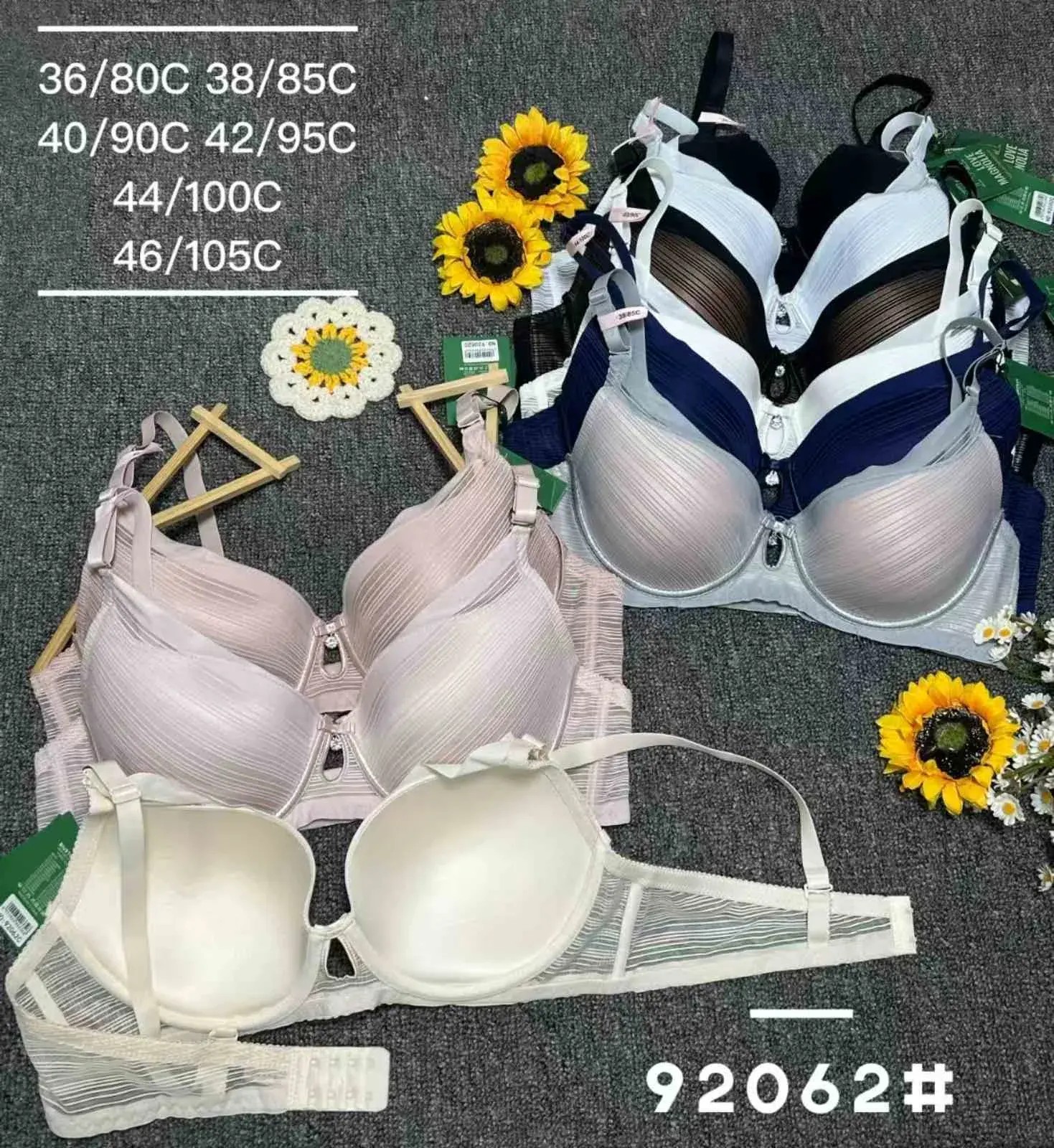 Biustonosz damski push-up 36/80C-46/105C różne kolory