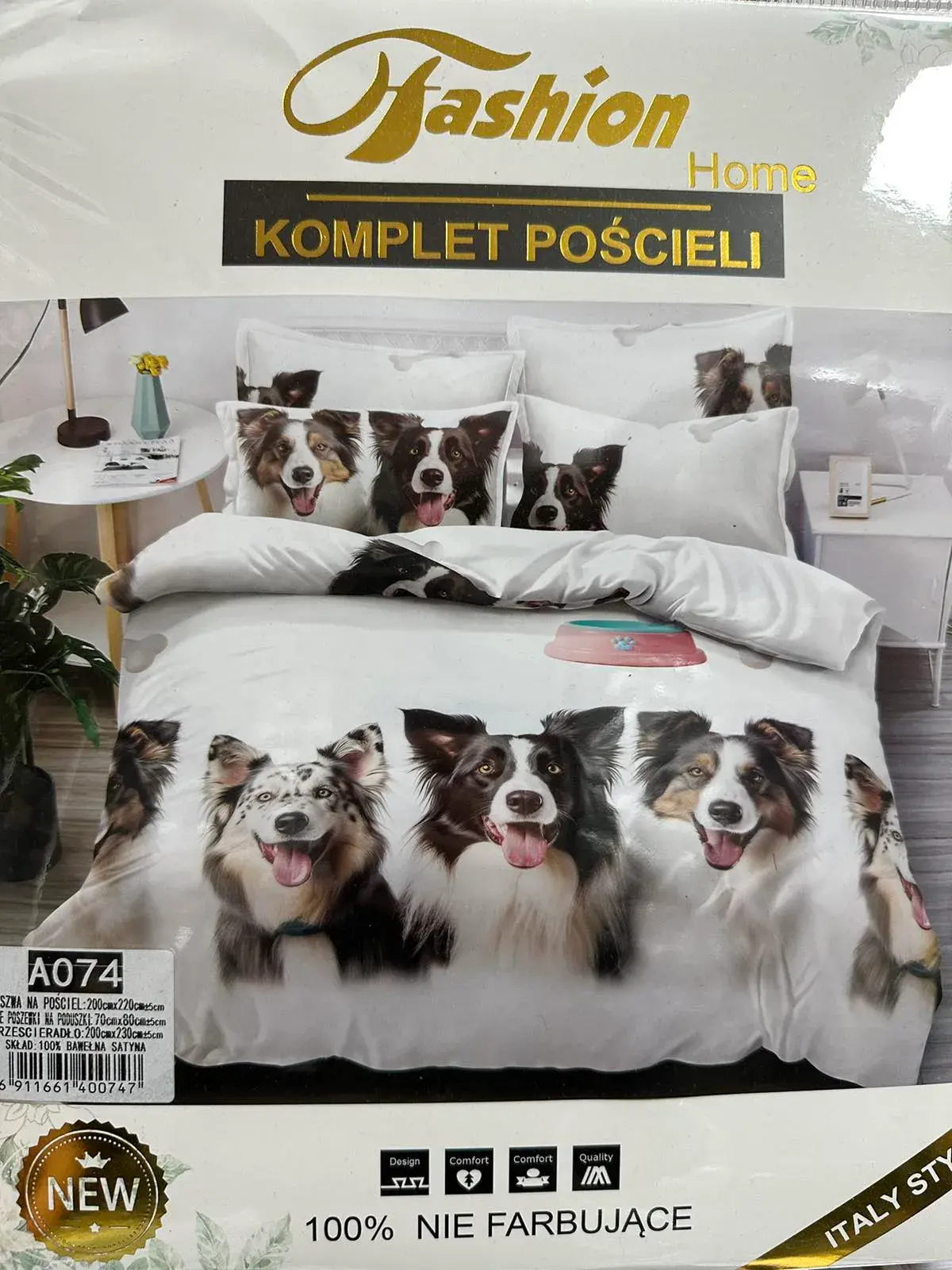 Komplet Pościeli 4CZ 200/220 Border Collie A074