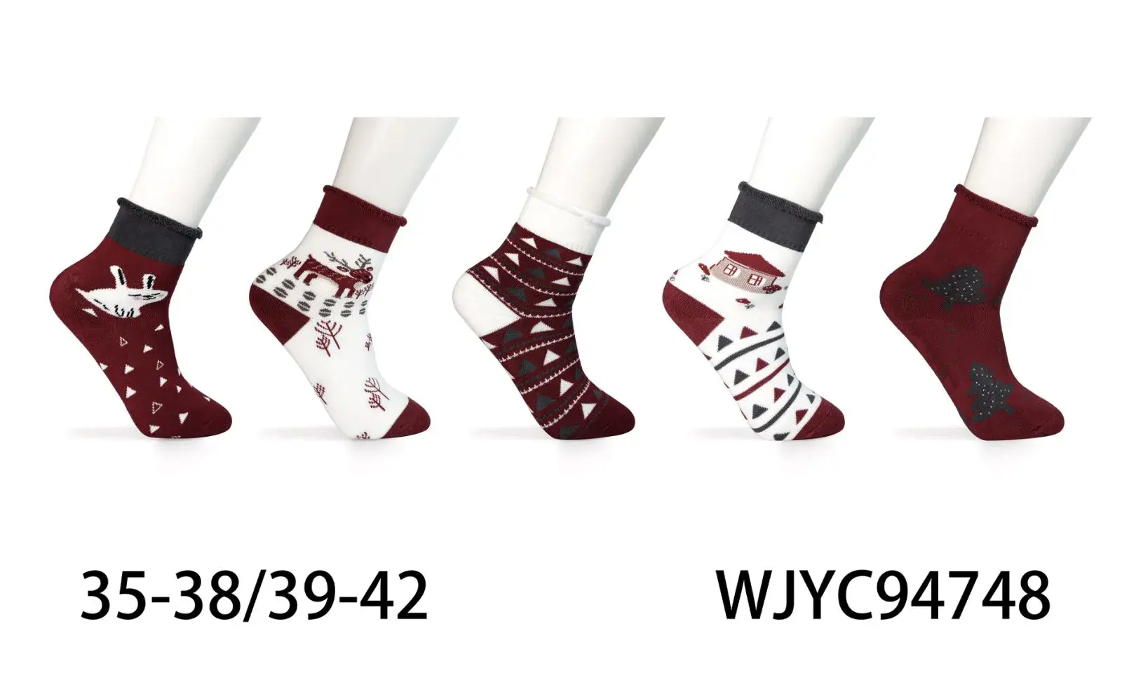 Skarpetki damskie świąteczne wzorzyste 35-38/39-42