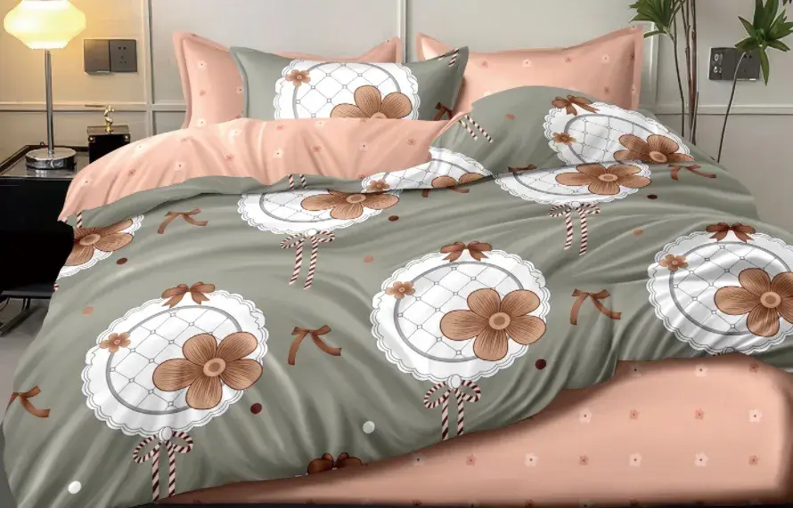 Komplet Pościel 4CZ 200/220 Różowo-Szary