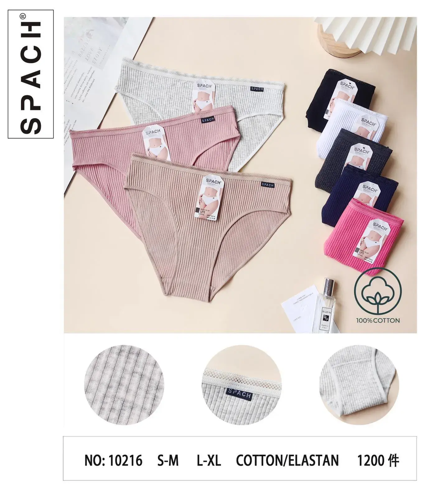 Majtki damskie SPACCH bawełna S-M L-XL 5 szt