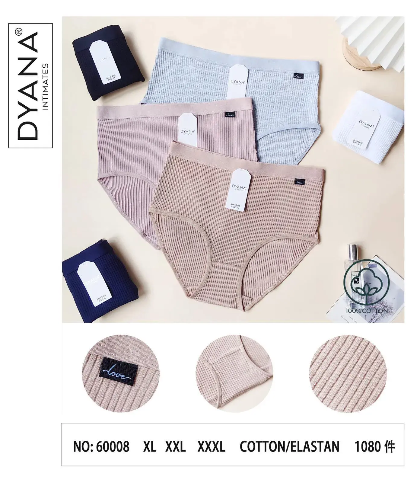 Majtki damskie DYNY beżowe szare czarne XXL XXXL