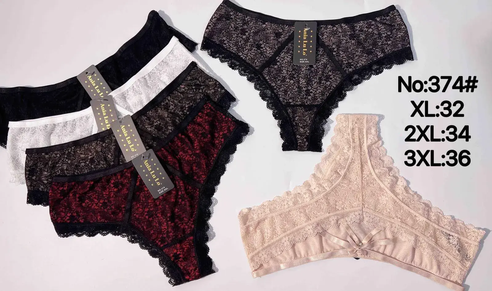 Majtki damskie koronkowe No.373 XL-34, 2XL-36, 3XL-38