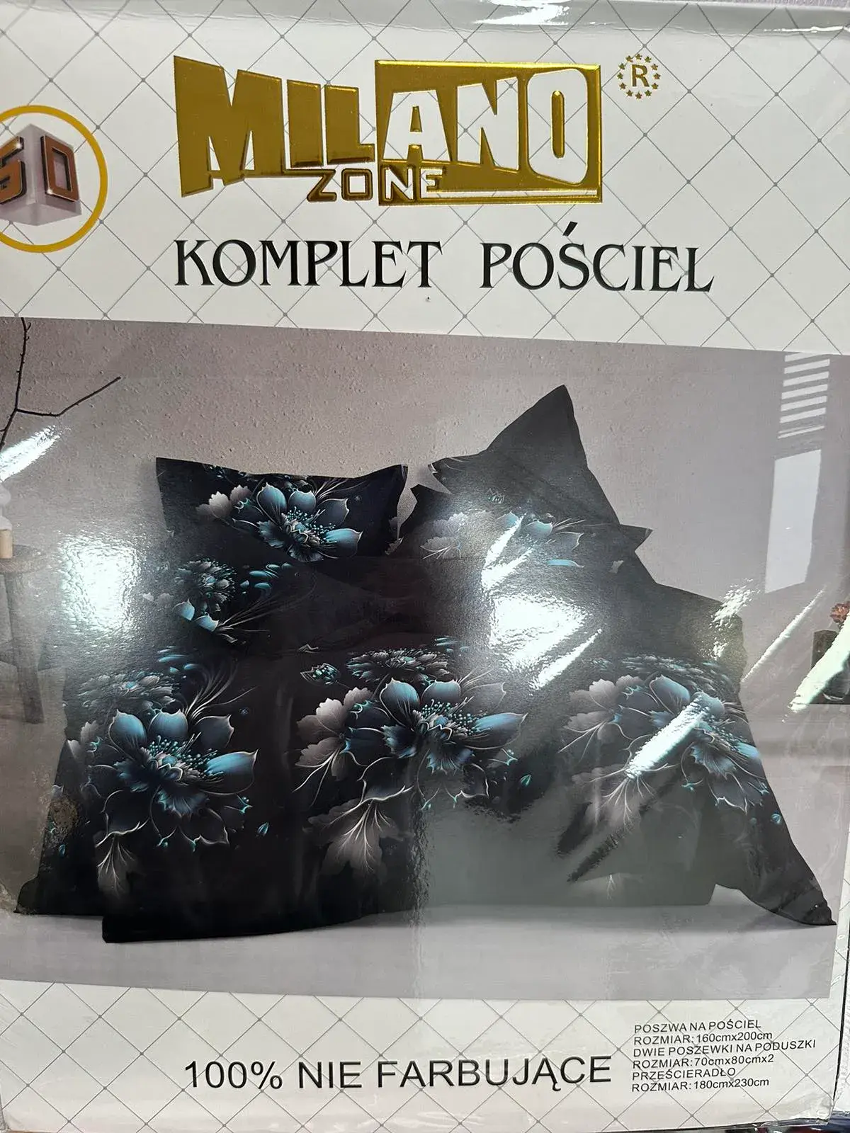 Komplet pościeli Milano 4cz 160/200 czarny-niebieski