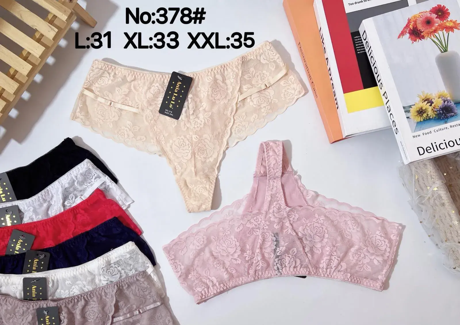 Majtki damskie stringi koronka L31 XL33 XXXL35 No.378