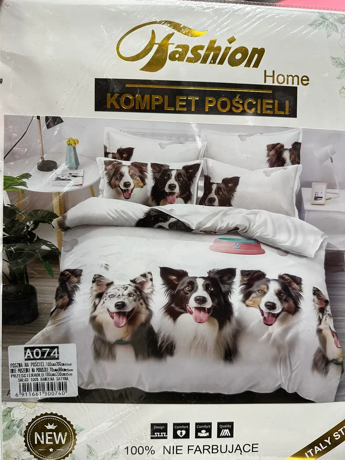 Komplet pościeli Fashion Home AO074 160/200 z border collie