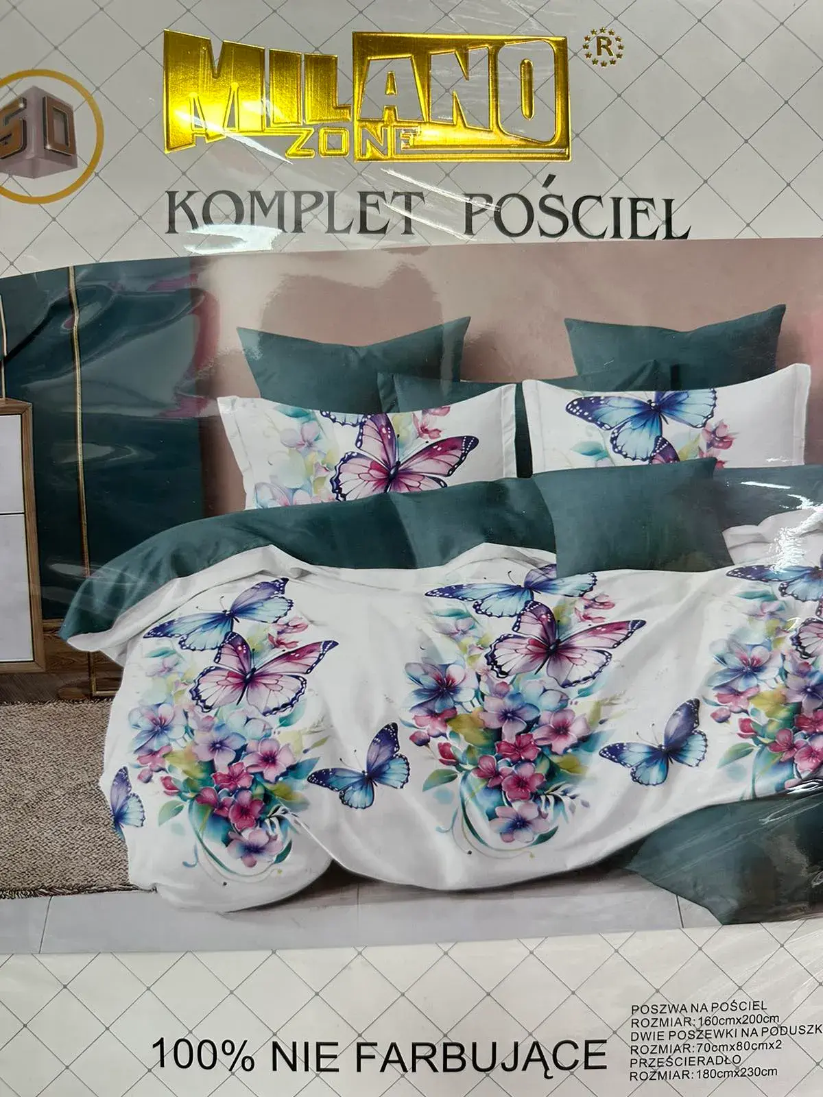 Komplet pościeli Milano 4cz 160/200 z motywy motyli