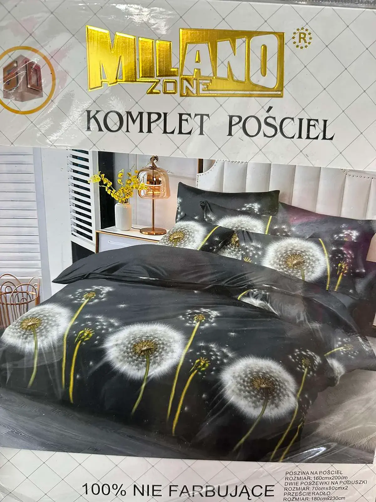 Komplet pościeli Milano 4cz 160/200 dymki czarne