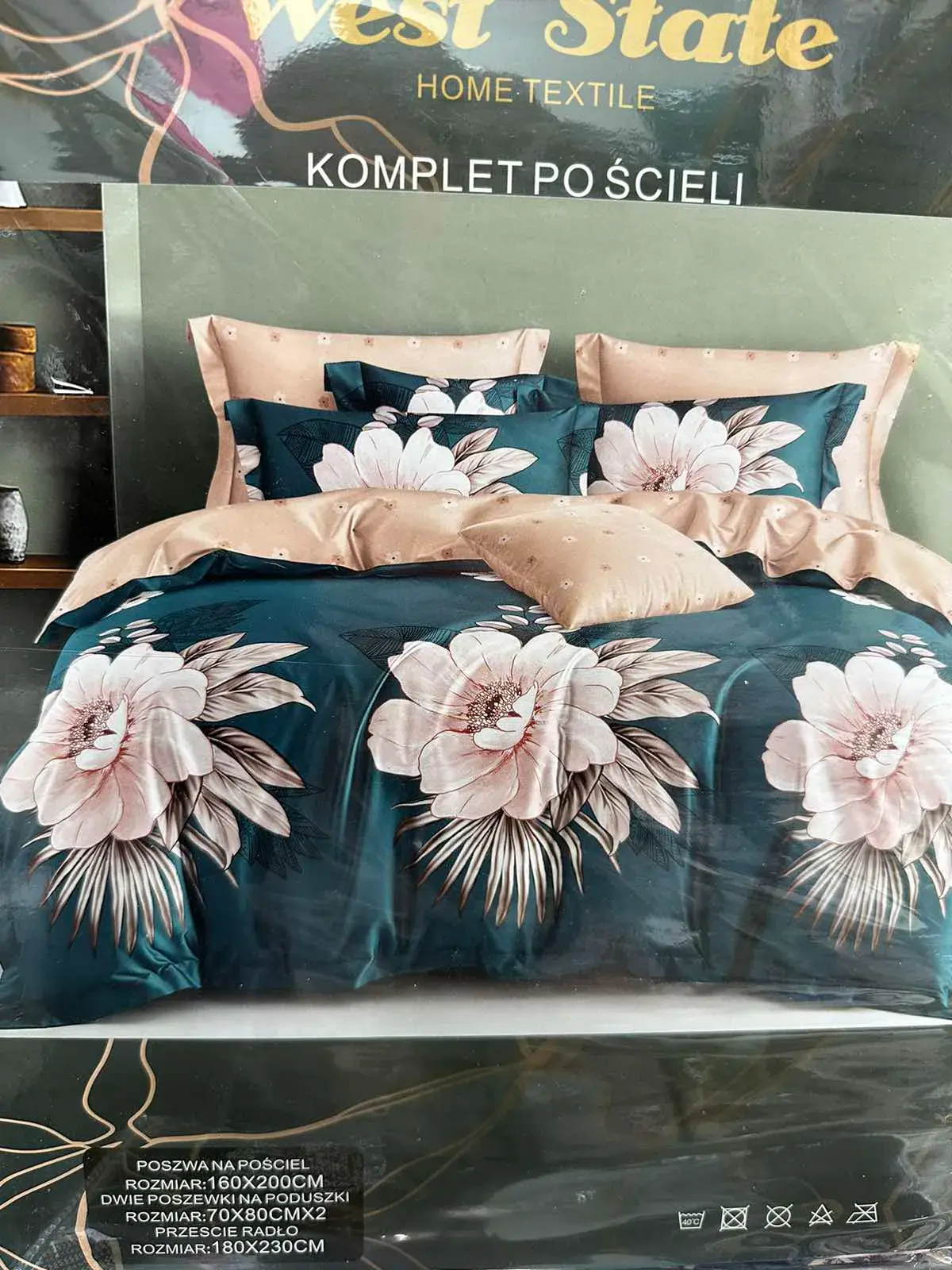 Komplet pościeli West State 4CZ 160/200 granatowo-beżowy