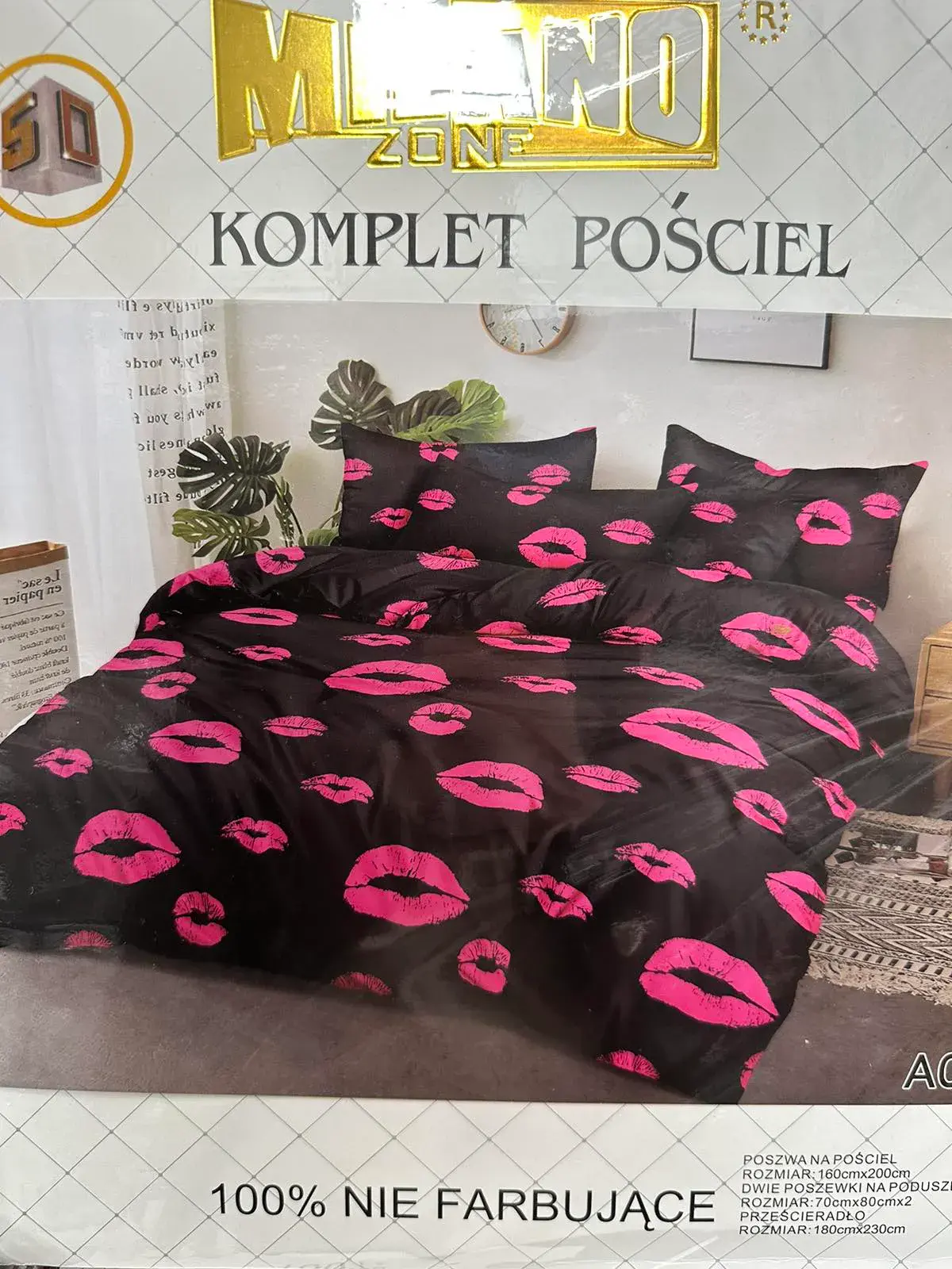 Komplet pościeli Milano 4cz 160/200 usta czarne