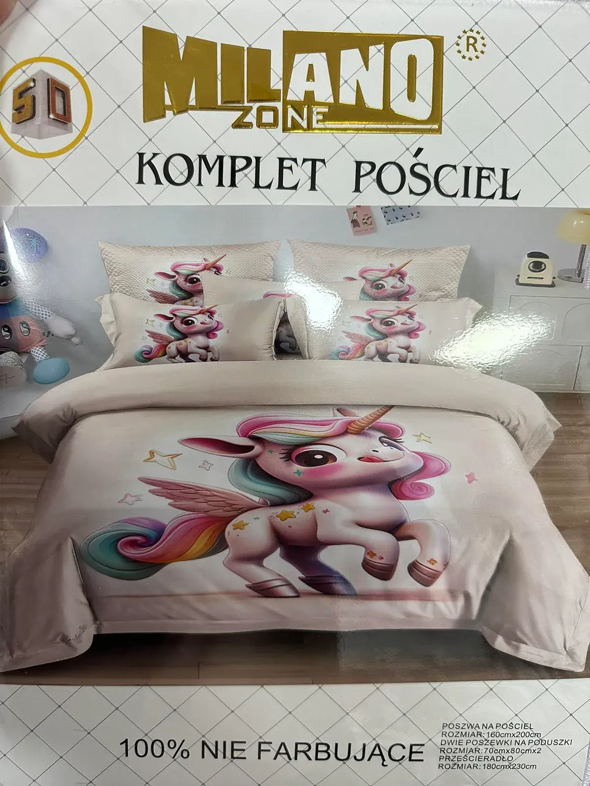 Komplet pościeli Milano 4cz 160/200 z jednorożcami