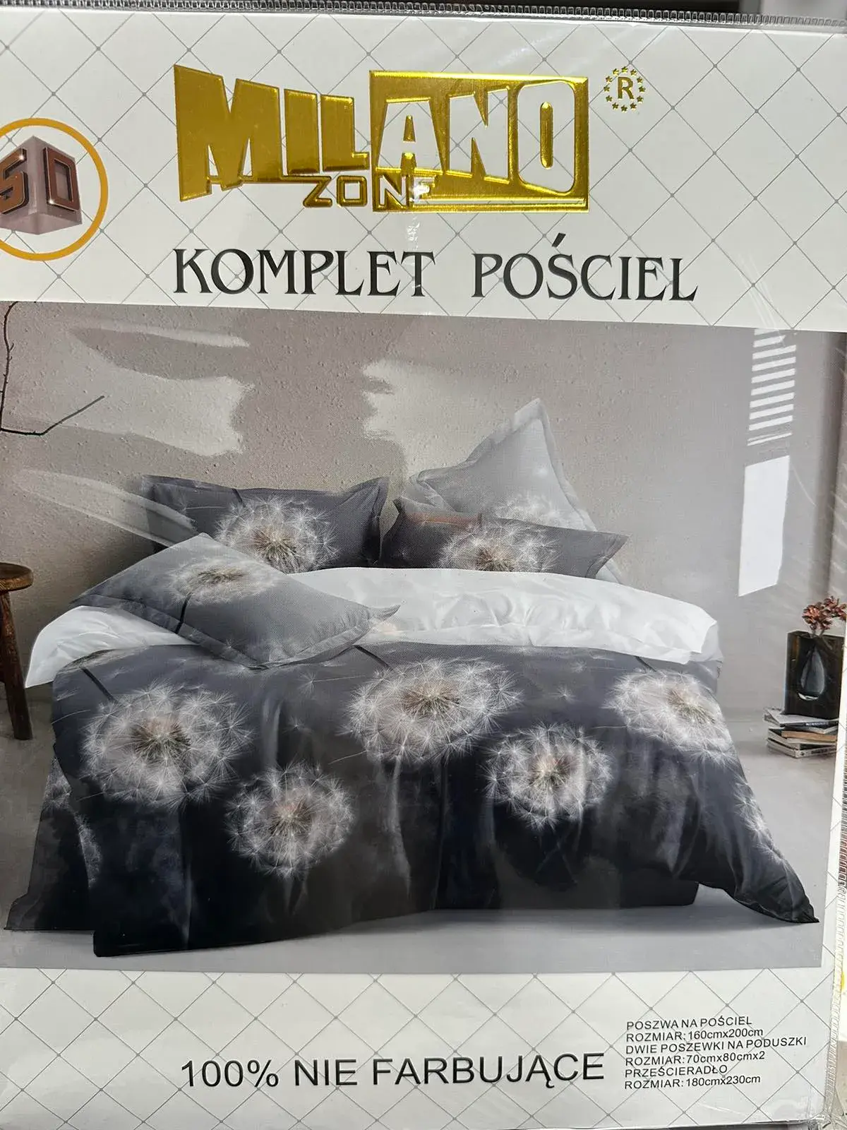 Komplet pościeli Milano 4cz 160/200 szary z dmuchawcami