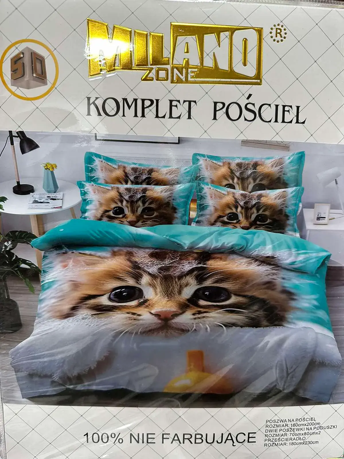 Komplet pościeli Milano 4cz 160/200 z kotem