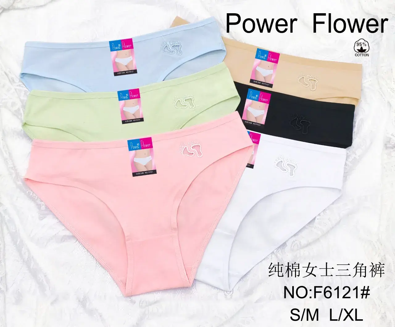 Majtki damskie Power Flower bawełna S/M L/XL 6 kolorów